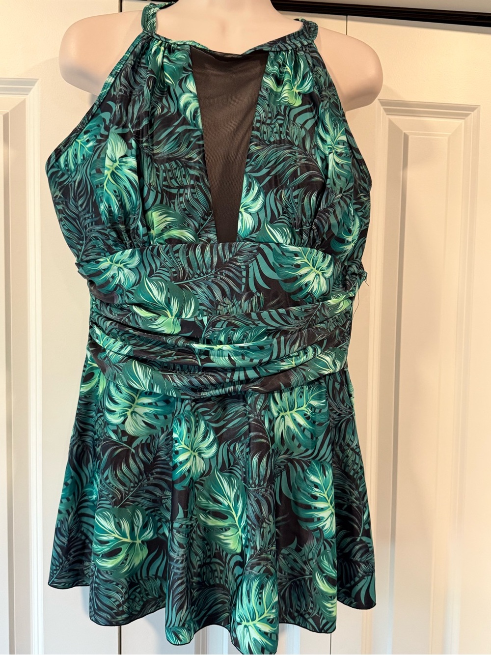 Cocopear green palm tree tropical swimdress swim skirt swimsuit 1X